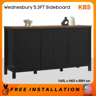 (FREE Installation + Installation) KBS Wednesbury 5.3FT Sideboard / Large Storage / Chest of Drawer / Dresser / Mid Century Classic / 160L x 46D x 88H cm