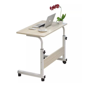 โต๊ะคอม โต๊ะทำงาน โต๊ะคอมข้างเตียง โต๊ะปรับระดับได้ โต๊ะคร่อมเตียง bedside table โต๊ะล้อเลื่อน โต๊ะวางของอเนกประสงค์ โต๊ะเขียนหนังสือ โต๊ะไม้ ปรับระดับสูง-ต่ำ ได้  Overbed Table ขนาด40*60ซม.