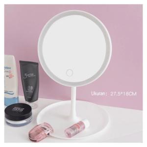 Cermin Make Up Kaca Meja Rias Lampu LED 3 Warna Bulat Bundar Standing Aksesoris Milenial Rechargeable Battery HARGA TERMURAH PROMO !!!