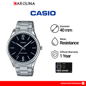 Jam Tangan Pria Casio MTP-V005D-1B Black Dial Stainless Strap