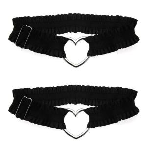 Elegant Ruched Garter Belt with Heart Adjustable Lace Leg Band for Women Holiday Outfits Adjustable Thigh Garter