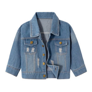 Rolanko Denim Jackets for Kids Teen Denim Coat Classic Basic Grid Splicing Style Boys’ Jean Coats Tops Outerwear Students Casual Wear 2-9 Years