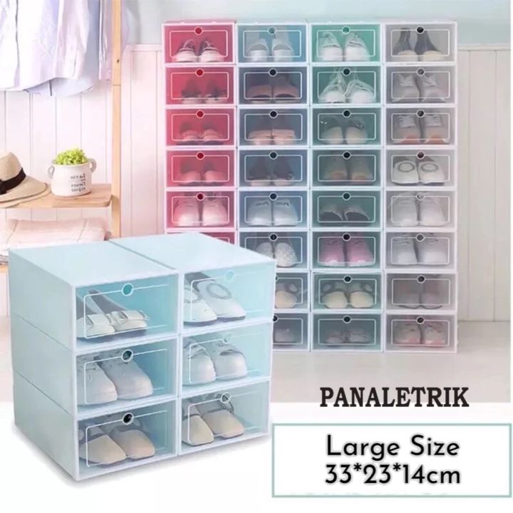 Stackable Storage Shoes Box (LARGE Size 33*23*14cm) Foldable Shoe