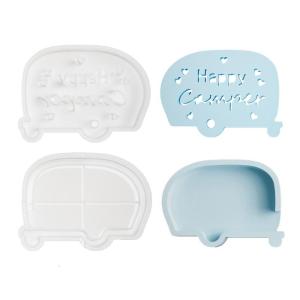 2Pieces Toy Bus Silicone Holder Molds Epoxy Resin Silicone Mold for Stand Tealight Holder Home Decoration