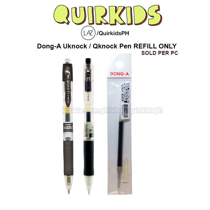 Dong-a Q-Knock Kugelschreiber Mit Gummi-Griff – 0,4 Mm Schwarz, Schnell Trocknende Tinte, 12 Stück