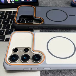 Luxury Soft Silicone Magne Dual-Color Camera Case For Samsung Galaxy S26 S25 S24 S23 Ultra s26Plus Wireless Charging Cover
