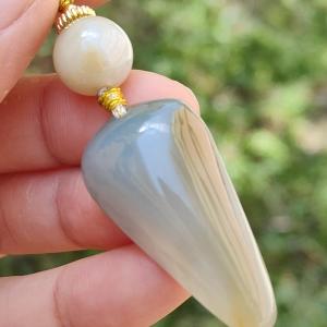 Stunning piece of Natural Type A Jadeite Pendant Necklace crafted with nothing symbols of Peace and peace everything goes well with QIC labs approved certificate weigh 10.79 grams 35.5 * 18.3 * 8.8 mm very suitable for daily wear (pendant39)