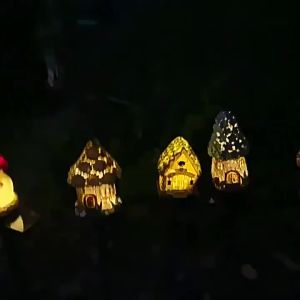 SXH  Solar Resin Cartoon House Villa Floor Lamp Garden Decoration Lawn Landscape Lamp Outdoor Waterproof LED Lamp