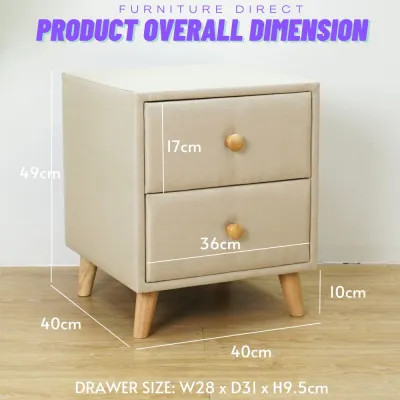 Furniture Direct ADEN 2 Drawers Bedside Table Side Table