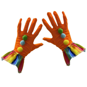 Funny Cosplay Clown Gloves For Halloween And Carnival Parties Soft Polyester Satined Pompoms Gloves With Elastic Design