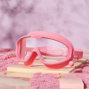 FIGHTINPC Không thấm nước Kính bơi Chống sương mù Gọng lớn Kính tập bơi Đàn hồi HD Kính đua nước Người mới bắt đầu bơi lội