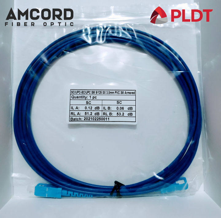 Fiber Optic Cable Patch Cord Armored blue connectors SC/UPC-SC/UPC (for ...