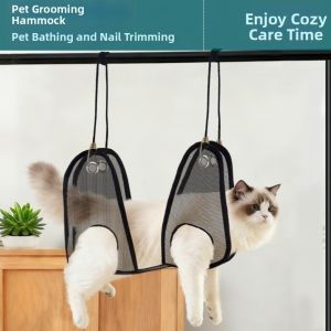 OEUVR Anti Scratch Cat Bath Restraint Bag Anti Bite Safe Pet Trimming Fixed Bag Practical Adjustable Hanging Pet Bag Pet Grooming Cleaning
