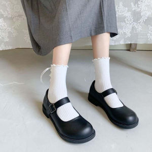 DONOTTAGES ถุงเท้ากลางน่องของผู้หญิง ถุงเท้าโบว์ ถุงเท้าแฟชั่นโลลิต้า ถุงเท้าลูกไม้ ถุงเท้ามีสาย ถุงเท้า JK