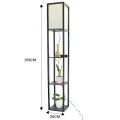 HEIKESZ Solid Wood Shelf Lamp Shelf Lamp Simple Floor Lamp Wooden Bookshelf Lamp Remote Control North Decorative Lamp. 