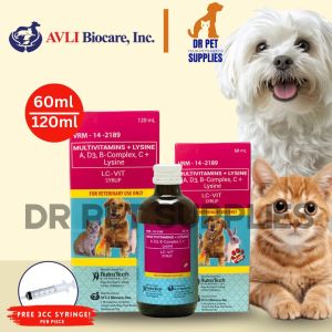 Free 3cc Syringe 120ml Lc Vit Syrup Dog Cat Daily Healthy Vitamins All Stages Adult Kitten Puppy Pet
