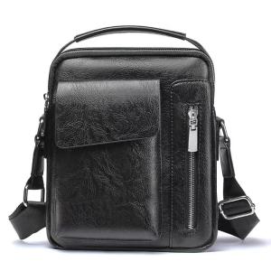 Mens Small Retro PU Leather Crossbody Messenger Bag for Travel and Daily Use Multiple Pocket Shoulder Satchel Handbag