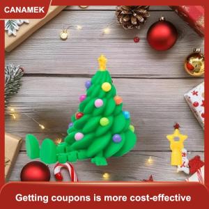 【CANAMEK】 3D In Giáng Sinh Dễ Thương Máy Tính Để Bàn Đồ Trang Trí Cây Giáng Sinh Với Đầy Màu Sắc Khớp Và Di Chuyển Hình Dạng Món Quà Giáng Sinh Trang Trí