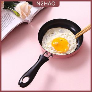 N2HAO  Mini Frying Pan thép không gỉ ngăn chặn Stick cảm ứng nồi tròn ăn sáng nhỏ Fry Egg Pan với dài xử lý Nhà Bếp Tiện Ích