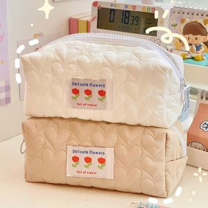 SZXBOGS Multi-Function Large Capacity Makeup Square Floral Flower Cosmetic Storage Pen Bag Stationery Pencil Case Transparent Grid