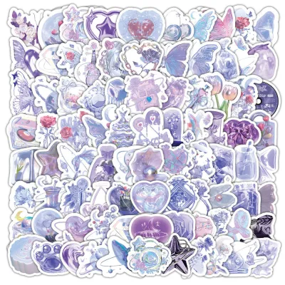 103PCS Shiny and Cute Purple Small Item Graffiti Stickers for Helmet Bicycle Hand Account Pencil Case Decals LanLanStickersWorld