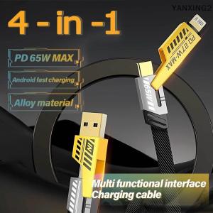 CHENJ 4 Trong 1 65W Nhanh Chóng Sạc Cáp USB Loại C USB Micro Đối Với iPhone Samsung Huawei Xiaomi Đa Cổng Nhiều Sạc Dây