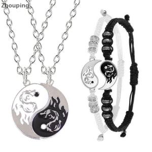 【ZP】Cute Fashion Dragon Figure Yin Yang Adjustable Bracelet Tai Chi Couple Necklace For Boyfriend Girlfriend Valentines Day Jewelry Gift