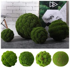 FDYRU Durable Artificial Moss Ball DIY Lifelike Flocking Green Ball Photography Props No Watering Faux Green Plants Home Garden