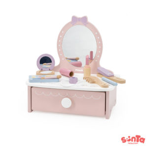 Aesthetic Wooden Vanity Table - PolarB Makeup Series with 8 Accessories