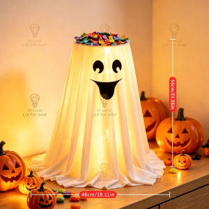 2PCS Halloween Ghost Candy Bowl Stand Ornament Outdoor Door Decor Trick Or Treat Props Home Party Event Halloween Scene Atmosphere Decoration
