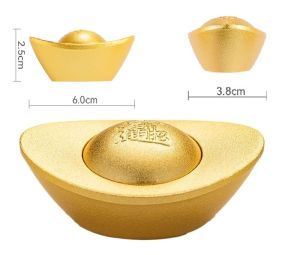 [Fortune Destiny] Pure Brass Solid Gold Ingot Yuan Bao Ornaments Solid Rotating Ingot (6cm x 2.5cm)  纯黄铜实心金元宝摆件实心转动元宝桌面