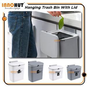 Innohut 7L/9L Multipurpose Kitchen Rubbishbin Dustbin Hanging Bin With Lid And Mountable Indoor Compost Bin