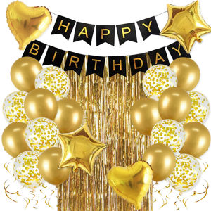 33pcs Birthday Decoration Set Letter Happy Birthday Balloon Rain Curtain String Birthday Party Decor Needs Foil Ballons