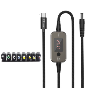 PD100W USB C to DC5521 Fast Charging Cord 5V 9V 12V 15V 20V 5A Adjustable Power Supply Cable With Multiple Adapters