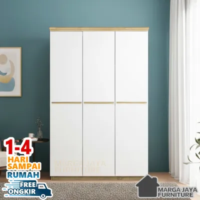 Lemari pakaian 3 pintu Minimalis putih Wardrobe
