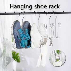 Shoes Drying Rack Hanger Hook Stainless Steel Hanging Shelf Organizer Space Saving Home Wardrobe Storage