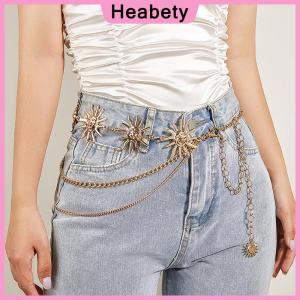 Heabety Multilayer Punk Gothic Moon Sun Waist Chain Metal Belts For Women Dress Jewelry Waist Chain Waist Belts