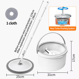 Jbos Round Self Wash Spin Mop With Bucket Upgraded 360° rotation Sewage separation map Flat floor cleaning Wet And Dry