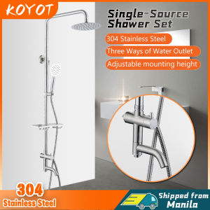 KOYOT 304 Stainless Steel Bathroom Shower Set for Single Point Water Heater Bathroom Faucet Rainfall Shower Head Shower Faucet Set Single Cold Save Water Shower Set Storage Shelf