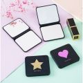 Gương trang điểm gấp gọn mini 2 mặt thường và phóng to màu đen vỏ nhám 7*6.5cm-HAUSE. 