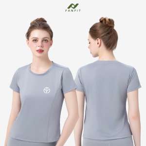 Áo thun thể thao Nữ tập Gym Yoga Pilates TYM FFTS003 Cổ tròn Tay ngắn - Vải Polyester 4C co dãn