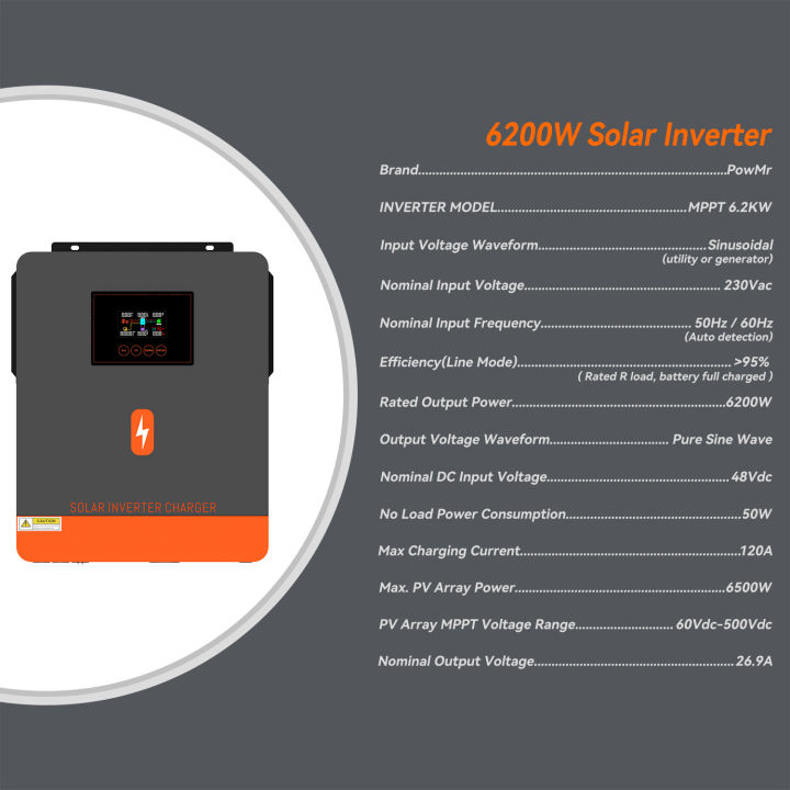 PowMr%206.2kw%20On-Grid/Off-Grid%20Hybrid%20Inverter%2048Vdc%20230VAC%20PV%20Panel%20Input%20500vdc%20Pure%20Sine%20Wave%20Solar%20Inverter%20Built%20in%20120A%20MPPT%20Solar%20Controller%20One-click%20Repair%20Function%20-%20Image%203