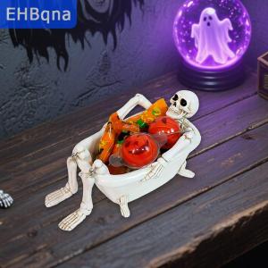 [COD] EHBqna SPORTS กระถางเรซิ่นรูปหัวกะโหลกในอ่างอาบน้ำสำหรับพืชในร่มกระถางปลูกอวบน้ำลายหัวกะโหลกมีรูระบายน้ำกระถางต้นไม้ฮาโลวีน