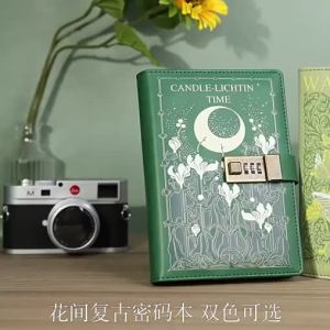 Sổ tay B6 bìa hoa cổ điển có khóa mật khẩu sổ ghi chép sổ phác thảo du lịch sổ kế hoạch sổ ghi chú.