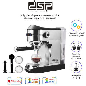 Máy pha cà phê Espresso nhãn hiệu DSP KA3065 - Áp suất 15 bar có công suất hoạt động mạnh mẽ lên đến 1450W - BẢO HÀNH 12 THÁNG