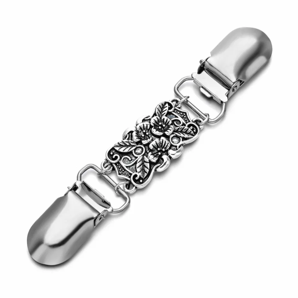 SINNKY Vintage Sweater Clips - 2-Pack Cardigan Shawl Collar Brooch Clips For Women, Zinc Alloy