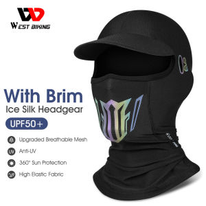 WEST BIKING Anti-UV Bicycle Cap Hat Summer Breathable Ice Silk Face Mask Balaclava Cycling Fishing Hiking Outdoor Sport Headgear With Brim Motorcycle MTB Bike Riding Bandana