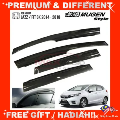 HONDA JAZZ GK 2014 - 2021 MUGEN Door Visor Grade A Premium Acrylic Smoke Black Rain Guard Window Car Air Press