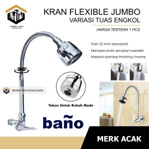 KRAN ANGSA FLEKSIBEL / FLEXIBLE ANGSA DAPUR ON OFF (HIGH QUALITY) KRAN ANGSA CUCI PIRING FLEXIBLE 1/2 INCH CHROME TEMBOK