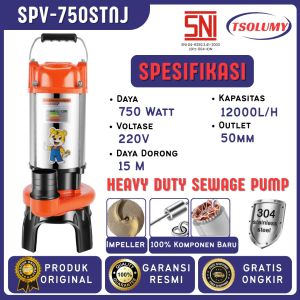 Tsolumy Pompa Celup SPV-1500STNJ SPV-2200STNJ Series 3/4 Inch Pompa Lumpur Limbah Multifungsi